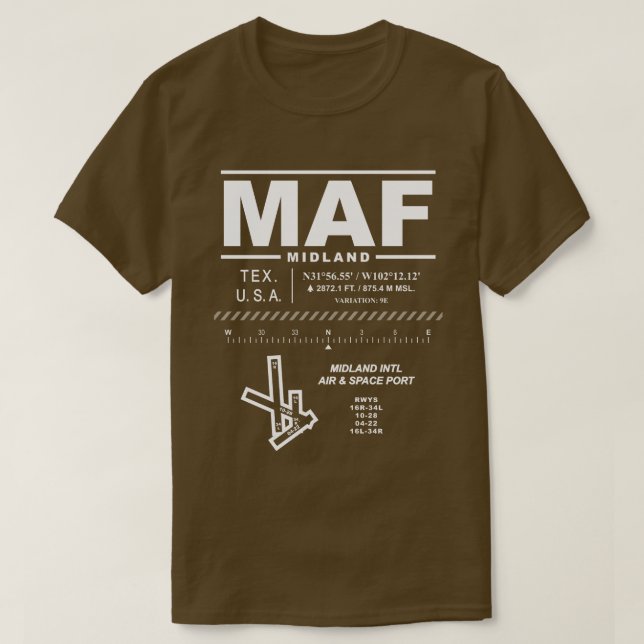 Midland International Air & Space Port MAF T-Shirt (Design Front)