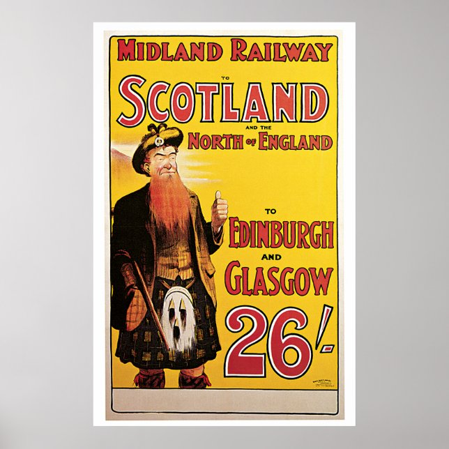 Midland Railway to Scotland Vintage Travel Poster (Front)
