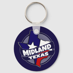Midland Texas flag burst keychain