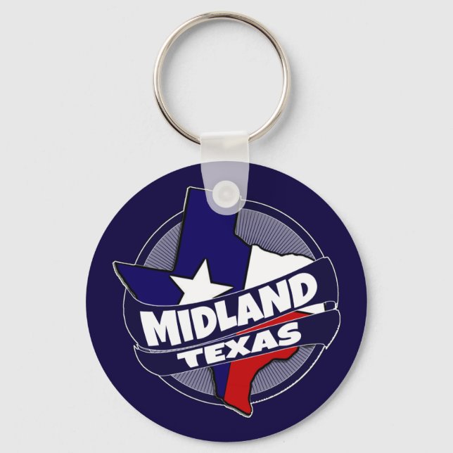 Midland Texas flag burst keychain (Front)