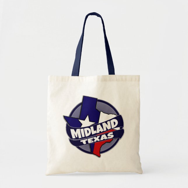 Midland Texas flag burst reusable tote bag (Front)