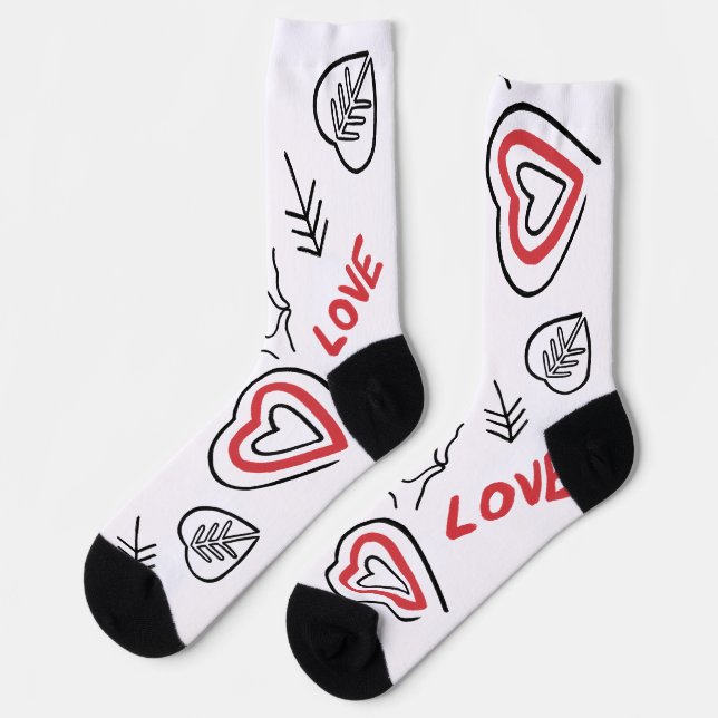 Midlong love heart patterns socks (Left)
