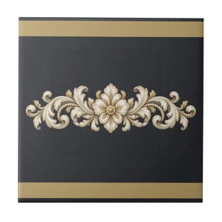 Midnight Acanthus Custom Colour Frieze Ceramic Tile