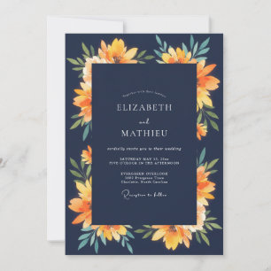 Midnight Amber Lily Wedding Invitation