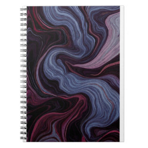 Midnight Amethyst Marble Swirl Purple Blue Fluid Notebook