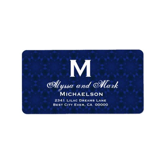 Midnight and White Wedding Monogram Address Label