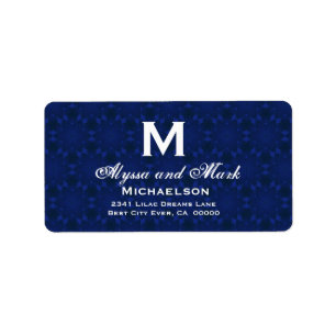 Midnight and White Wedding Monogram Label