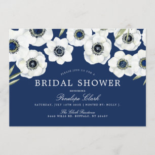 Midnight Anemone   Floral Bridal Shower Invitation
