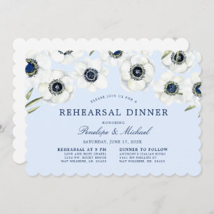 Midnight Anemone   Floral Rehearsal Dinner Invitation