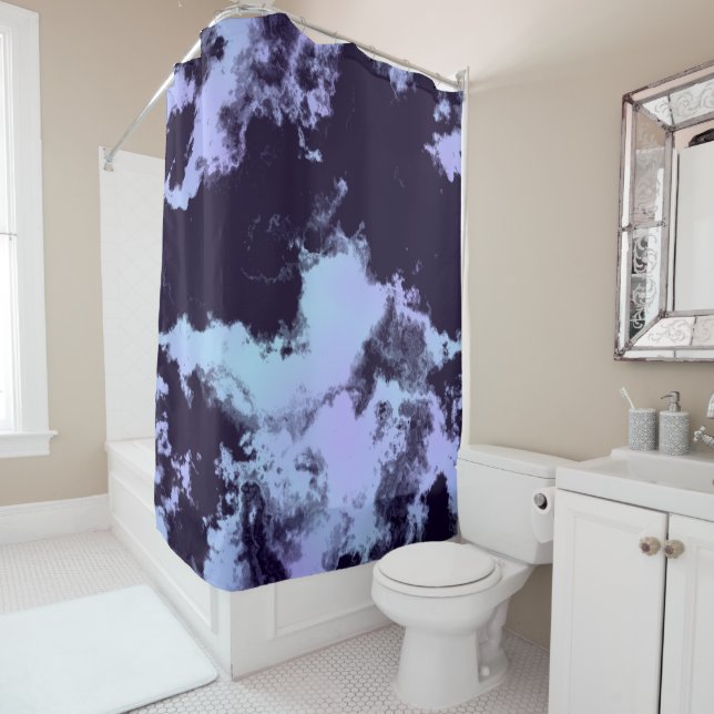 Midnight Angel Blue Shower Curtain (In Situ)