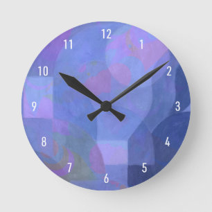 Midnight Arches – Indigo Abstract Geometry Round Clock
