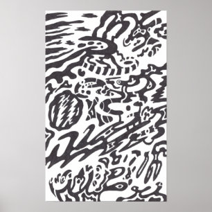 "Midnight" B&W Abstract Poster