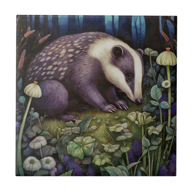 Midnight Badger Ceramic Tile (Front)