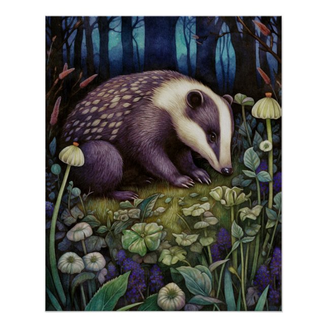 Midnight Badger Glossy Poster (Front)