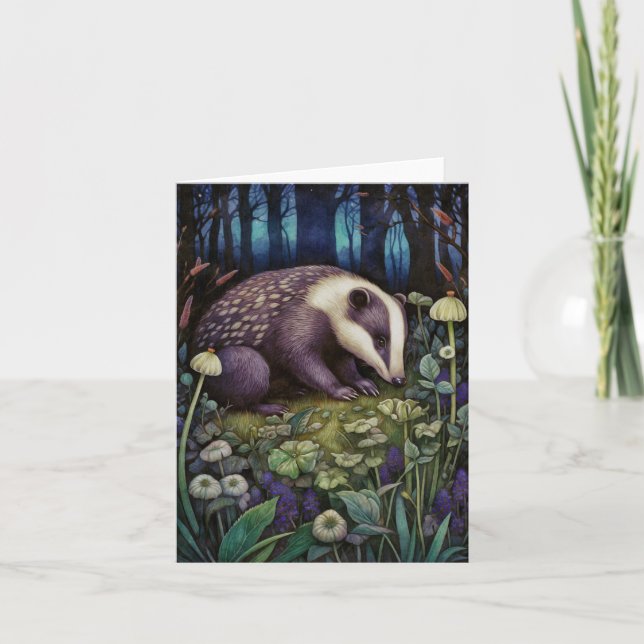 Midnight Badger Greeting  Card (Front)