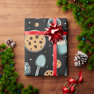 Midnight Baking Madness   Whimsical Cookie  Wrapping Paper