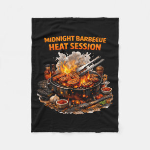 Midnight Barbecue Heat Session Grill Design Fleece Blanket