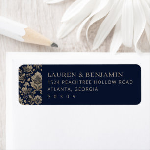 Midnight Baroque Wedding Return Address Label