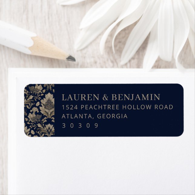 Midnight Baroque Wedding Return Address Label (Insitu)