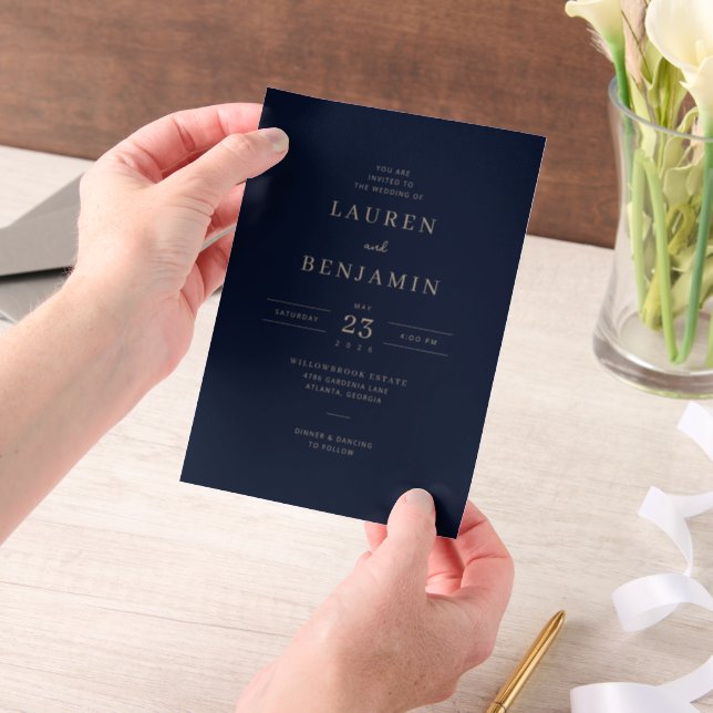 Midnight Baroque Wedding Vellum Invitations (Handheld)