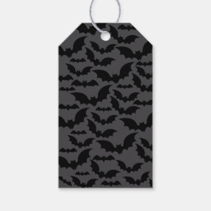 Midnight Bat Swarm Gift Tag – Dark Grey Halloween