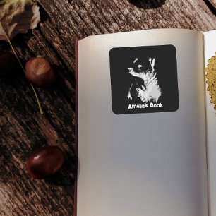 Midnight Bear Cub Book Stticker Square Sticker