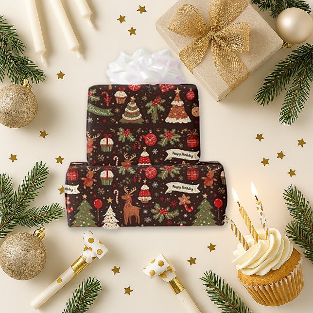 Midnight Birthday Christmas Wrapping Paper (Creator Uploaded)