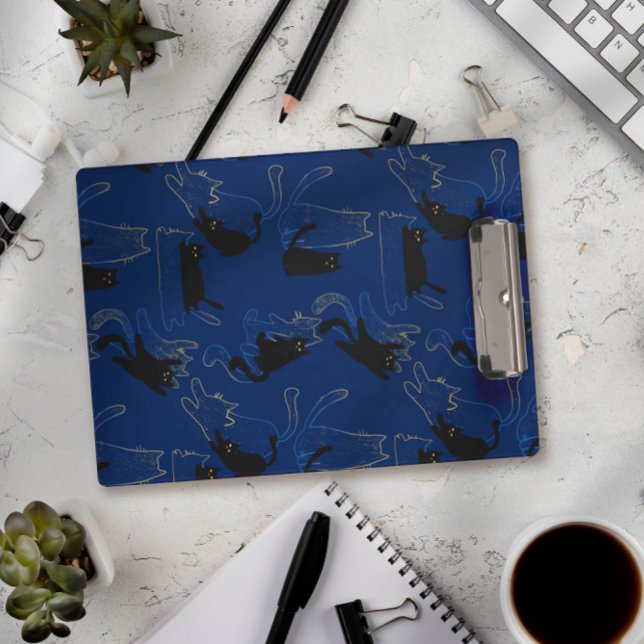 Midnight Black Cats– modern minimal Pattern Clipboard (Creator Uploaded)