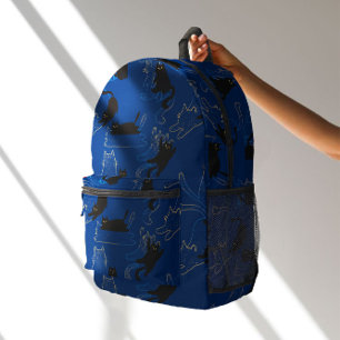 Midnight Black Cats– modern minimal Pattern Printed Backpack