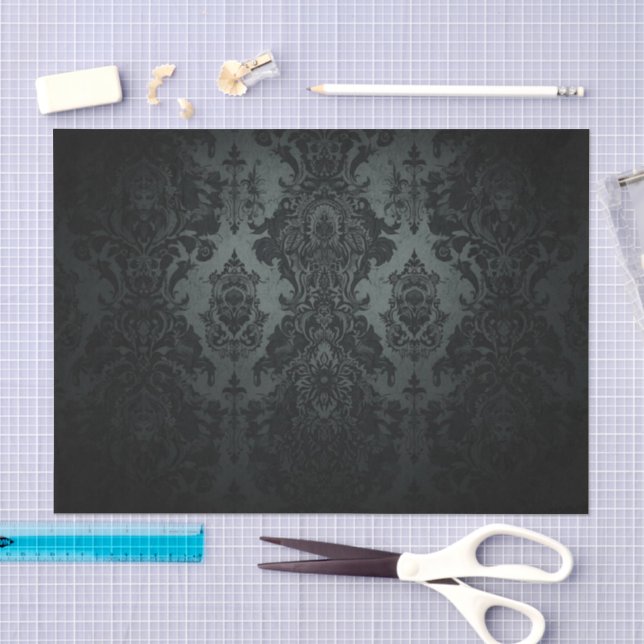 Midnight Black Gothic Pattern – Vintage decoupage  Tissue Paper (Craft)