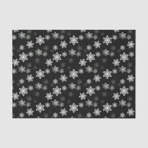 Midnight Black Snow Flake Flurries Tissue Paper