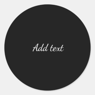 Midnight black, white text, template classic round sticker