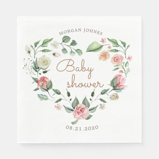 midnight bloom baby shower monogram napkin (Front)