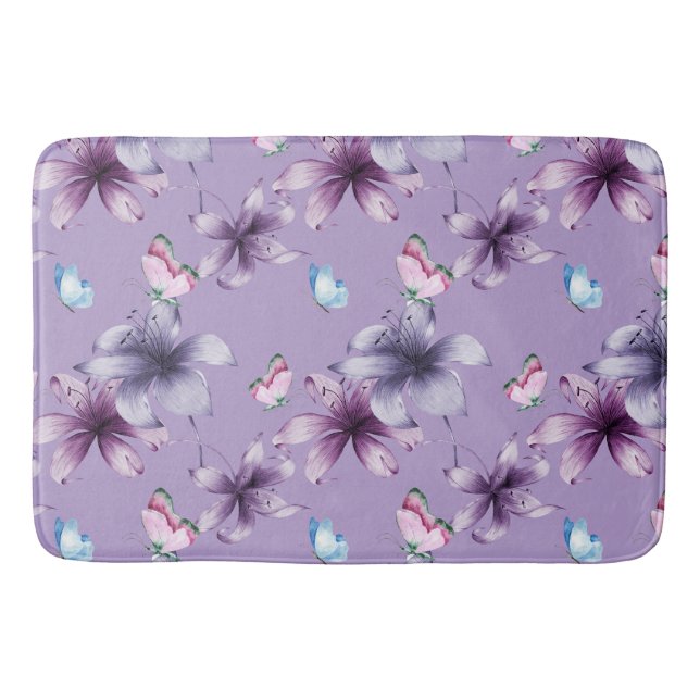 MIDNIGHT BLOOM & BUTTERFLIES BATH MAT (Front)