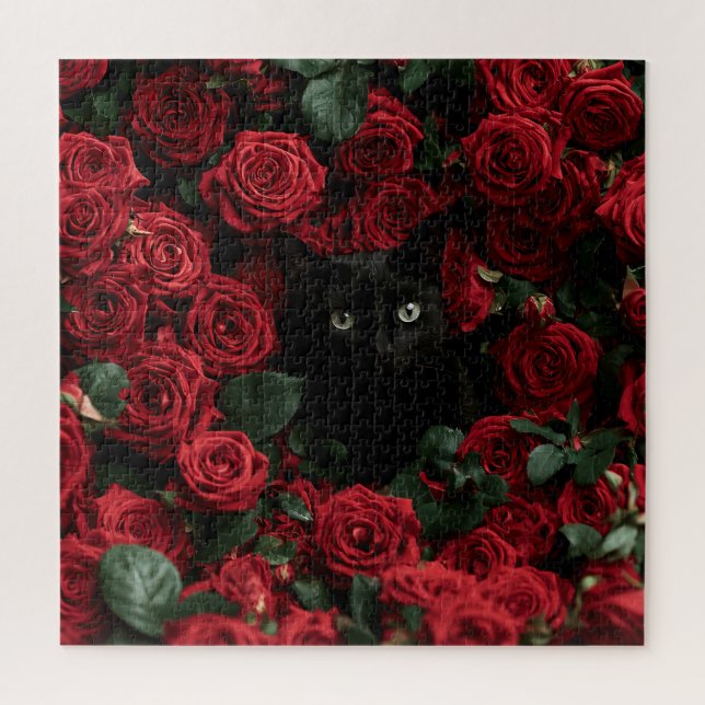 Midnight Bloom Cats Jigsaw Puzzle (Vertical)