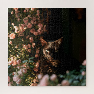 Midnight Bloom Cats Jigsaw Puzzle