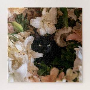 Midnight Bloom Cats Jigsaw Puzzle