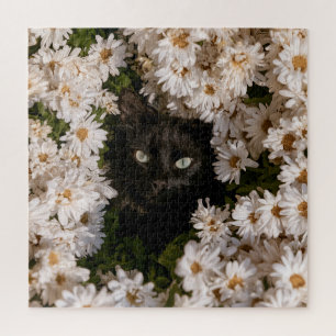 Midnight Bloom Cats Jigsaw Puzzle