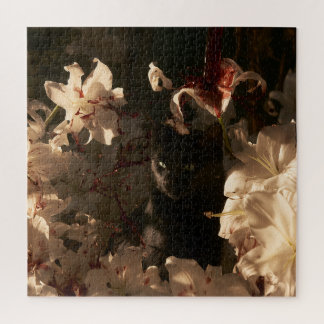 Midnight Bloom Cats Jigsaw Puzzle