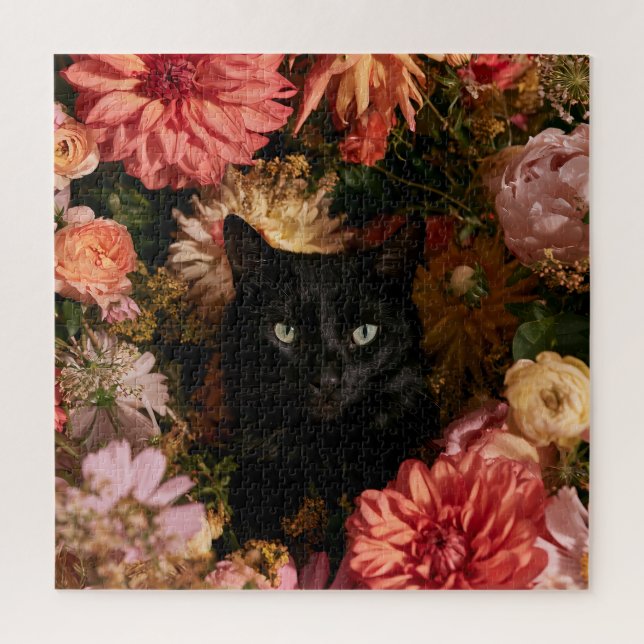 Midnight Bloom Cats Jigsaw Puzzle (Vertical)