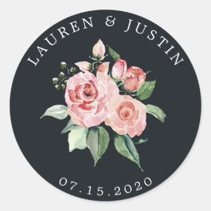 midnight bloom elegant floral monogram Sticker