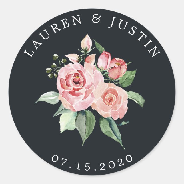 midnight bloom elegant floral monogram Sticker (Front)