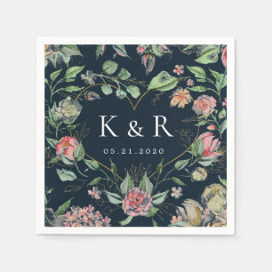 Midnight Bloom Elegant Floral Wedding Napkin