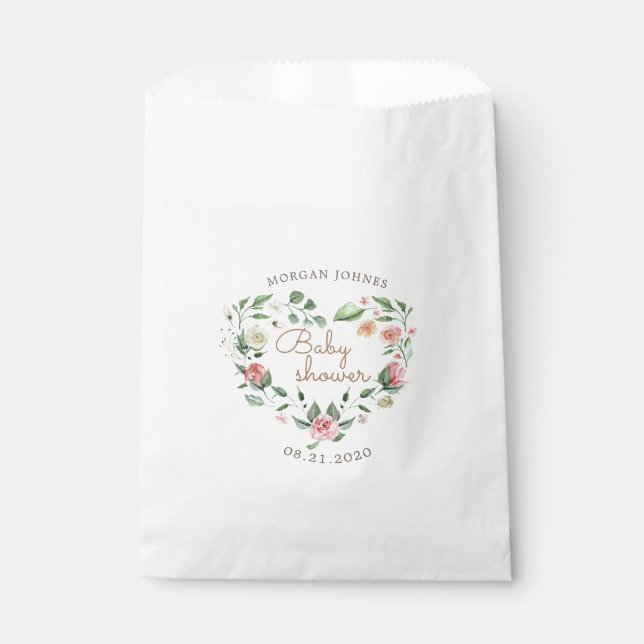 midnight bloom floral baby shower monogram favour bag (Front)