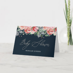 Midnight Bloom Floral Baby Shower thank you Card