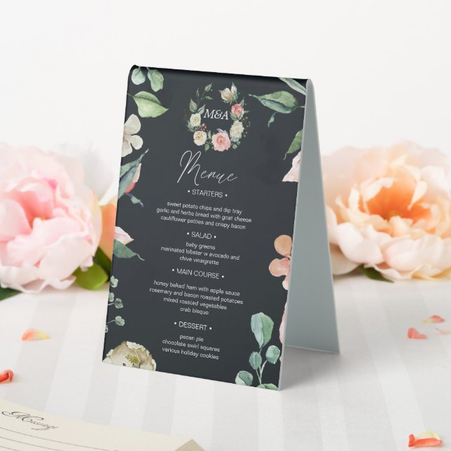 midnight bloom floral menue table number (In SItu (Wedding))
