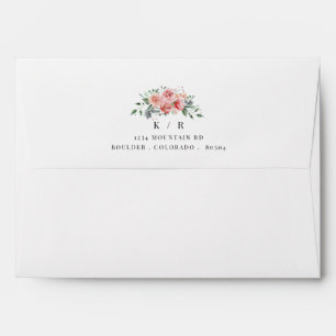 Midnight Bloom Floral pre-addressed wedding Envelope