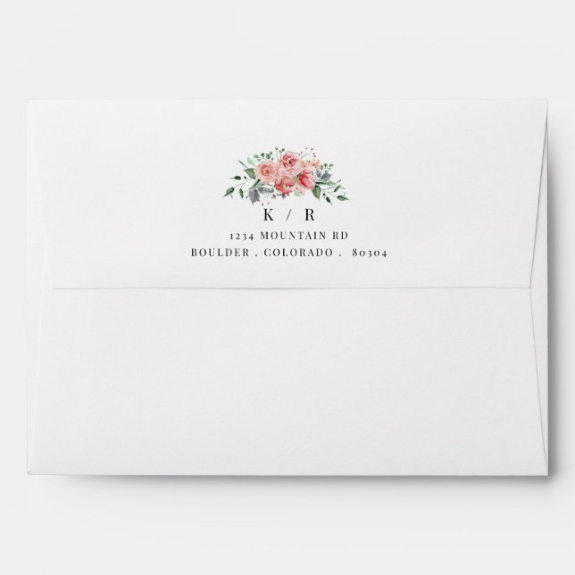Midnight Bloom Floral pre-addressed wedding Envelope (Back (Top Flap))