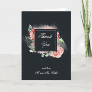midnight bloom floral thank you folded card