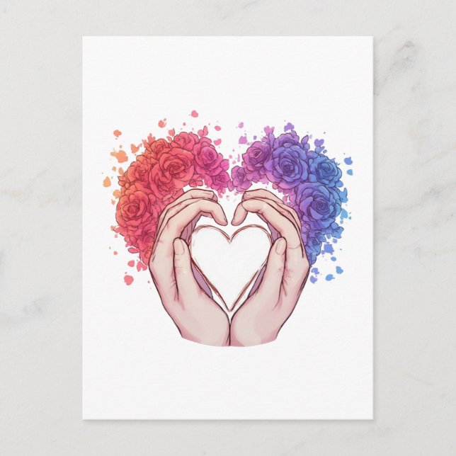 Midnight Bloom: Gothic Rose Heart Postcard (Front)